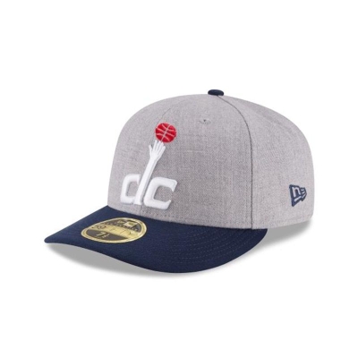 Grey Washington Wizards Hat - New Era NBA Heather Low Profile 59FIFTY Fitted Caps USA0658391